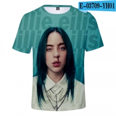 8 Styles Billie Eilish Fashion Famous Stars Cosplay Polyester 3D Anime T-shirt