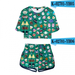 12 Styles For Adult Animal Crossing: New Horizons Cartoon Cosplay Polyester 3D O-neck Anime Short T-shirt and Short Pants Suit Set