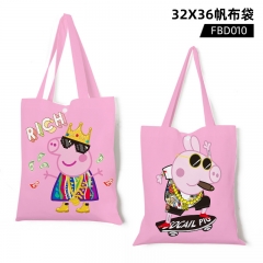 Peppa Pig Customizable Cartoon Color Printing Single Shoulder Anime Shopping Bag