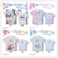 5 Styles Re: Zero Kara Hajimeru Isekai Seikatsu Cosplay Cartoon Print Anime Short Sleeves Style Round Neck Comfortable T Shirts