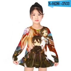 10 Styles Sword Art Online Cartoon Pattern For Children Short Anime A-line Skirt Shirt