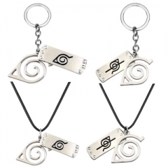 4 Styles Naruto Cartoon Cute Decorative Anime Alloy Keychain and Necklace