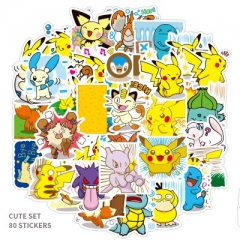 80PCS Pokemon Cartoon  Decorative Pattern Waterproof Anime Luggage Stickers Set