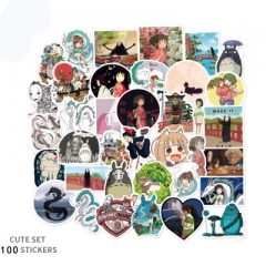 100PCS Miyazaki Hayao Japanese Cartoon Decorative Pattern Waterproof Anime Luggage Stickers Set