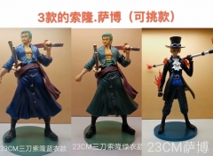 23cm 3pcs/Set One Piece Zora and Sabo Anime PVC Figure Toy