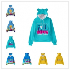 8 Styles Fall Guys Pattern Color Printing Patch Pocket Hooded Anime Hoodie with Cute Cat Ear