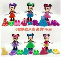 Minnie Mouse Change Clothes Disney Character Anime PVC Figure Toy (6pcs/set)