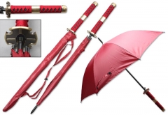 One Piece Zoro Anime Red Umbrella with Metal Umbrella Handle