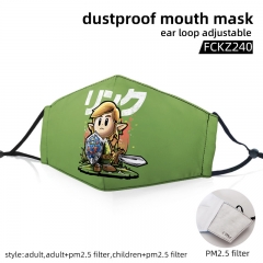 2 Sizes The Legend Of Zelda with PM2.5 Filter Customizable Adjustable Ear Straps Anime Face Dust Mask