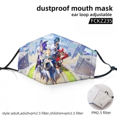 2 Sizes Genshin Impact with PM2.5 Filter Customizable Adjustable Ear Straps Anime Face Dust Mask