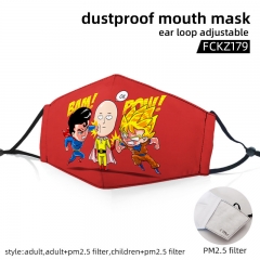 2 Sizes One Punch Man with PM2.5 Filter Customizable Adjustable Ear Straps Anime Face Dust Mask