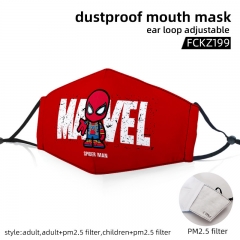 2 Sizes Marvel Superhero Spider Man with PM2.5 Filter Customizable Adjustable Ear Straps Anime Face Dust Mask