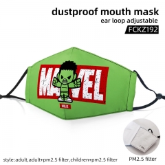 2 Sizes Marvel Superhero The Hulk with PM2.5 Filter Customizable Adjustable Ear Straps Anime Face Dust Mask