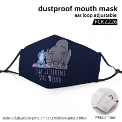 2 Sizes Lilo & Stitch with PM2.5 Filter Customizable Adjustable Ear Straps Anime Face Dust Mask