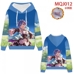 5 Styles Re:Zero Kara Hajimeru Isekai Seikatsu Color Printing Patch Pocket Hooded Anime Hoodie Thickened Sweater