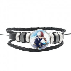 20 Styles My Hero Academia Glass Gem Design Leather Weaving Anime Bracelet