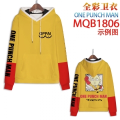 One Punch Man Cartoon Color Printing Patch Pocket Hooded Anime Hoodie