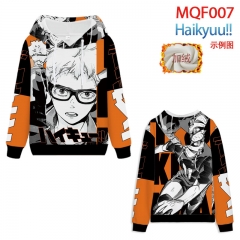 6 Different Styles Haikyuu Color Printing Plus velvet Hooded Anime Hoodie Thickened Sweater