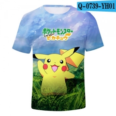 3 Styles Pokemon Cartoon Customizable Anime Round Collar Neck T-shirt