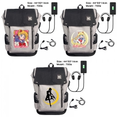 3 Styles Pretty Soldier Sailor Moon anime USB charging laptop backpack school bag