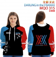 2 Different Styles European Size DARLING in the FRANXX Pattern Color Printing Patch Pocket Hooded Anime Hoodie