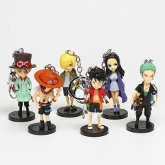 6pcs/set One Piece Japanese Cartoon Character Anime PVC Figure Keychain