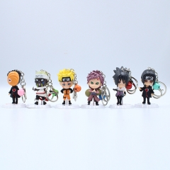 6pcs/set Naruto Japanese Cartoon Character Anime PVC Figure Keychain