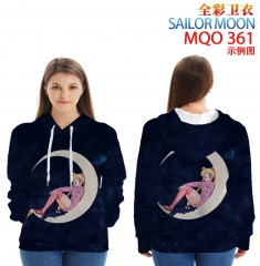 3 Styles European Size Pretty Soldier Sailor Moon Pattern Color Printing Patch Pocket Hooded Anime Hoodie