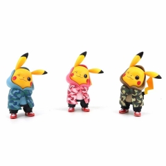 3 Colors Pokemon Pikachu Character Fashion Styles Collectible Anime PVC Figure