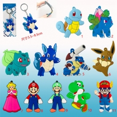 11 Styles Pokemon and Super Mario Bro  Anime Keychain