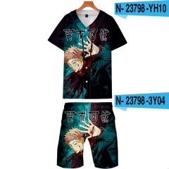 8 Styles jujutsu kaisen Cosplay 3D Digital Print Anime T shirt and Shorts Set Baseball Uniform