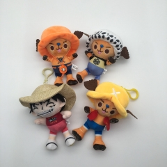 15cm（4pcs/set）One Piece Luffy Chopper Cartoon Cosplay Collectible Doll Anime Plush Toys（4pcs/set）