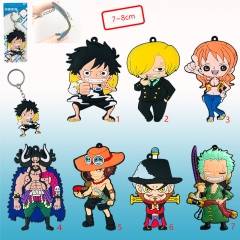 7 Style One Piece Cartoon Character Soft Plastic Anime Keychain
