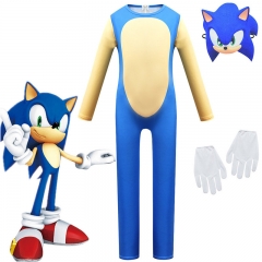 Sonic the Hedgehog For Kids Cosplay Coverall Anime Costume+Headgear+Glove (Set)