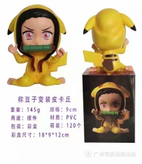 9CM Demon Slayer:Kimetsu no Yaiba Kamado Nezuko Cos Pikachu Anime Figure Toy