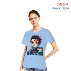 26 Styles Demon Slayer: Kimetsu no Yaiba Color Printing Anime Cotton T shirt For Women