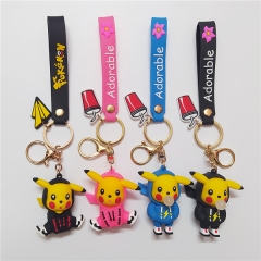 4 Styles Pokemon Pikachu Japanese Cartoon Character Anime PVC Figure Keychain 6cm