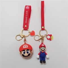 2 Styles Super Mario Bro Japanese Cartoon Character Anime PVC Figure Keychain 5.5cm