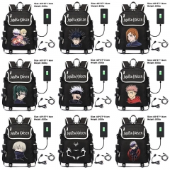 18 Styles Jujutsu Kaisen Anime Cosplay Cartoon Waterproof Canvas Colorful USB Charging Backpack Bag