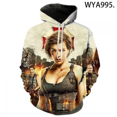 14 Styles Resident Evil The Final Chapter Cosplay 3D Digital Print Anime Hoodies