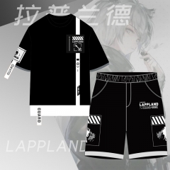 Arknights Lappland Cosplay Color Printing Anime T shirt and Shorts Set