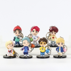 7pcs/set K-POP BTS Bulletproof Boy Scouts Star Japanese Cartoon Character Anime PVC Figure Keychain