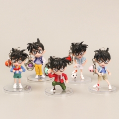 5pcs/set Detective Conan Japanese Cartoon Character Anime PVC Figure Keychain