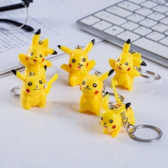 6pcs/set Pokemon Pikachu Japanese Cartoon Character Anime PVC Figure Keychain