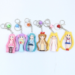 6pcs/set Pretty Soldier Sailor Moon Japanese Cartoon Character Anime PVC Figure Keychain