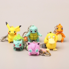 6pcs/set Pokemon Pikachu Japanese Cartoon Character Anime PVC Figure Keychain
