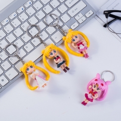 4pcs/set Pretty Soldier Sailor Moon Japanese Cartoon Character Anime PVC Figure Keychain
