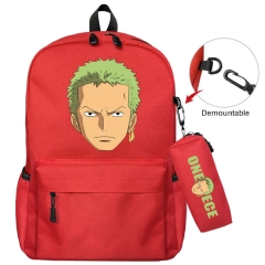10 Styles One Piece  Red Color Cartoon Canvas Waterproof Anime Backpack Bag+Pencil Bag