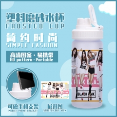 K-POP Black pink Cartoon Pattern Plastic Drinking Water Anime Cup 580ML