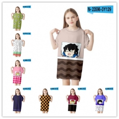 23 Styles Demon Slayer Digital Print Anime T shirt Dress Skirt for Child